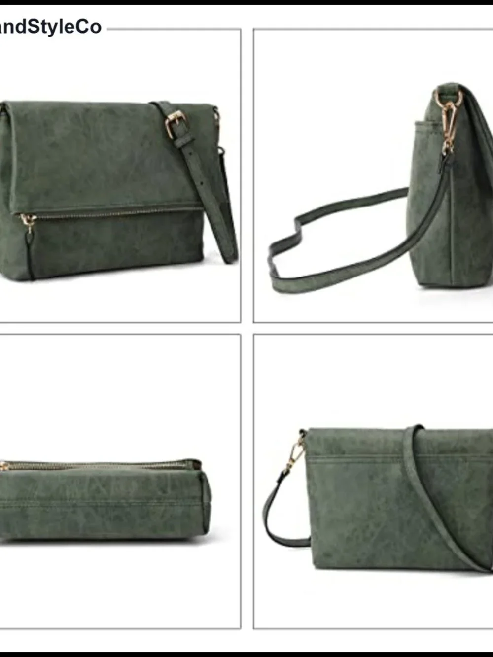 Vegan PU Leather Crossbody Bag for Women, Adjustable Strap, Detachable Wristlet